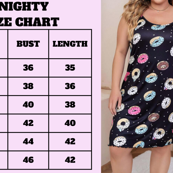 Donut Print Sleeveless Spaghetti Strap Mini Dress Black