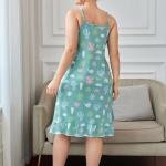 Mint Green Cactus Print Spaghetti Strap Mini Dress