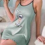 Sage Green Coffee Print Sleeveless Pearl Strap Mini Dress