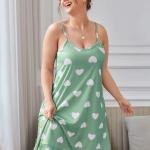 Mint Green Heart Print Sleeveless Floral Tie Strap Mini Dress