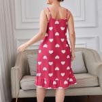 Pink Heart Print Sleeveless Strap Mini Dress for Women