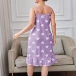Lavender Heart Print Spaghetti Thin Strap Mini Dress