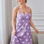 Lavender Heart Print Spaghetti Thin Strap Mini Dress