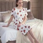 White Heart Print Soft Cotton Short Nighty