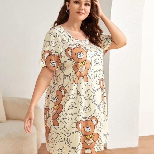 Sweet Teddy Bear Dreams Short Nighty Dress