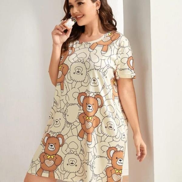 Sweet Teddy Bear Dreams Short Nighty Dress