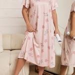 Comfort and Elegance Star Print Cotton Long Nighty for Women