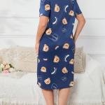 Navy Blue Teddy Bear Print Short Nighty for Girls