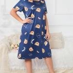 Navy Blue Teddy Bear Print Short Nighty for Girls