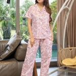 Blush Petal Floral Fleece Night Suit For Ladies
