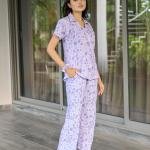 Lavender Mist Floral Thermal Pajamas For Ladies