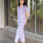 Lavender Mist Floral Thermal Pajamas For Ladies