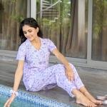 Lavender Mist Floral Thermal Pajamas For Ladies