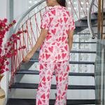 Blush Love Heart Printed Cotton Pajama And Robe Set