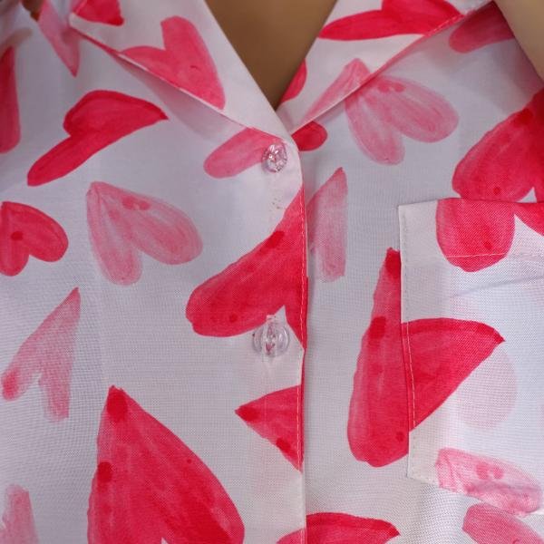 Blush Love Heart Printed Cotton Pajama And Robe Set