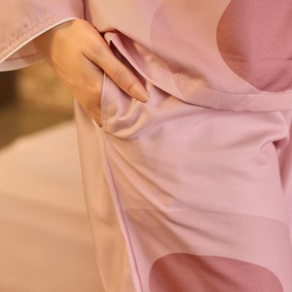 Rose Blush Abstract Printed Pajama Set With Robe