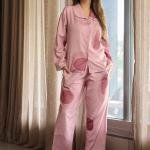 Rose Blush Abstract Printed Pajama Set With Robe
