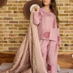 Rose Blush Abstract Printed Pajama Set With Robe