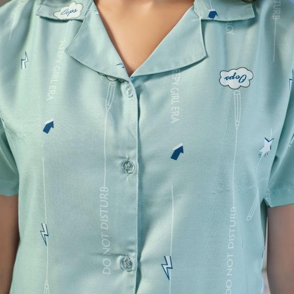 Mint Breeze Pastel Green White Cotton Pyjamas