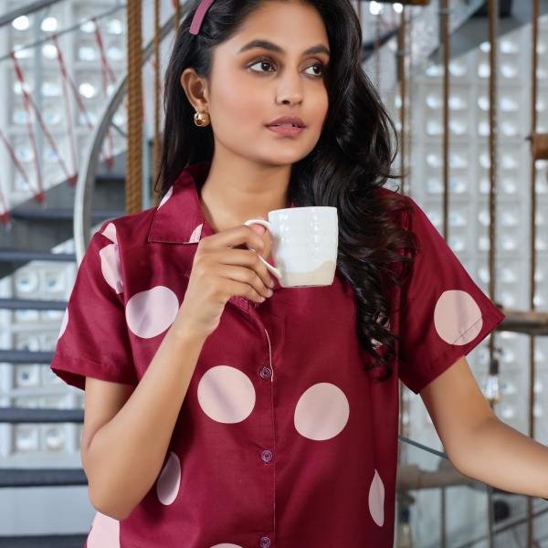 Berry Bliss Polka Dot Linen Pajamas Women