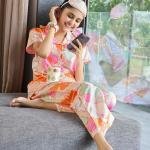 Peach Bloom Abstract Lounging Pyjamas