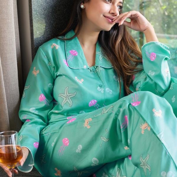 Sea Breeze Mint Green Lounge Pyjamas