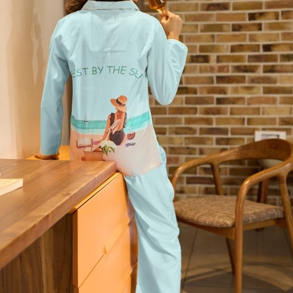 Mint Calm Solid Color Camisole Pyjamas