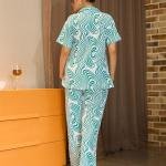 Emerald Swirl Printed Piped Pyjamas