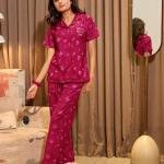 Wine Charm Printed Cotton Pj Set Shorts