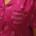 Wine Charm Printed Cotton Pj Set Shorts