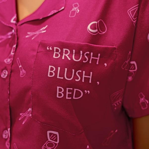 Wine Charm Printed Cotton Pj Set Shorts