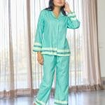Lazy Club Mint Green Striped Organic Cotton Pajama