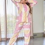 Lazy Club Blush Pink Yellow Pajamas Set