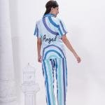 White Blue Striped Night Suit