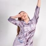 Lavender Mist Marble Print Kaftan Pyjama Set