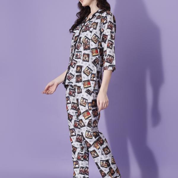 Retro Reel Printed Woolen Pajama Set