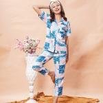 Blue & Pink Abstract Printed Night Suit