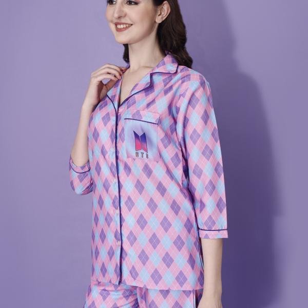 Pink and Purple Woolen Pyjama Set