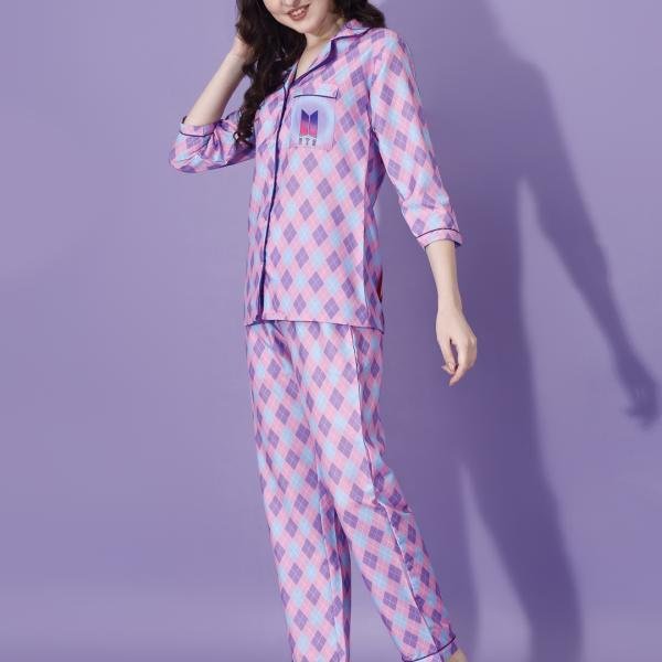 Pink and Purple Woolen Pyjama Set
