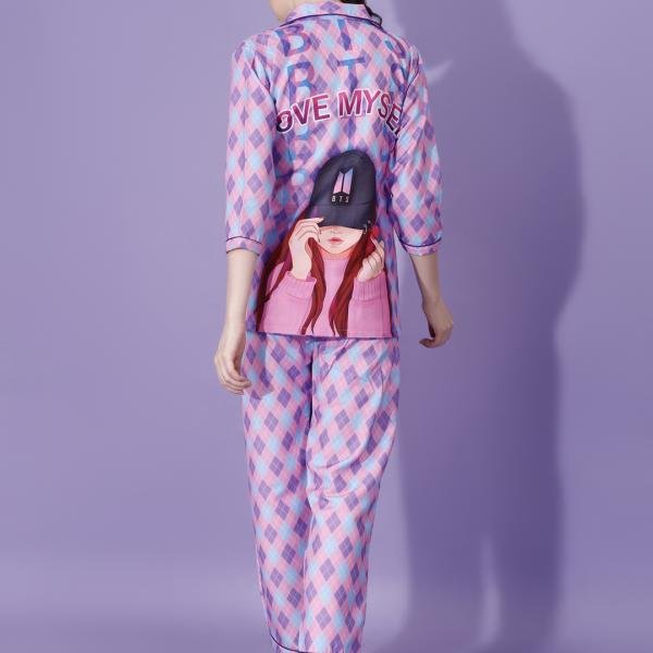 Pink and Purple Woolen Pyjama Set