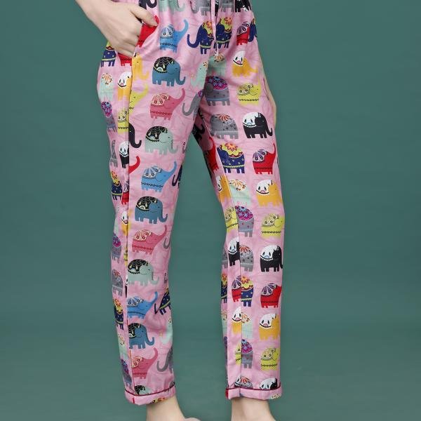 Pink Elephant Wool Pajama Set