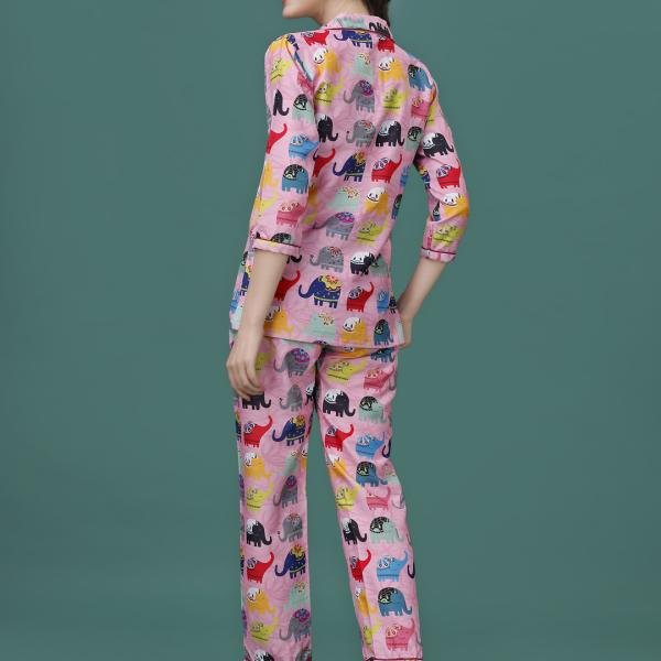 Pink Elephant Wool Pajama Set