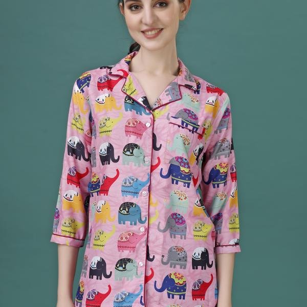 Pink Elephant Wool Pajama Set