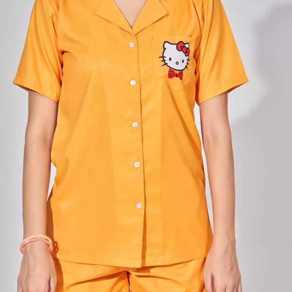 Sunny Orange Night Suit for Women with Shorts