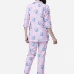 Button-Down Shirt Style Crop Top And Pants Pajama Set