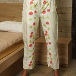 Cream Yellow Floral Print Beige Pajama Set