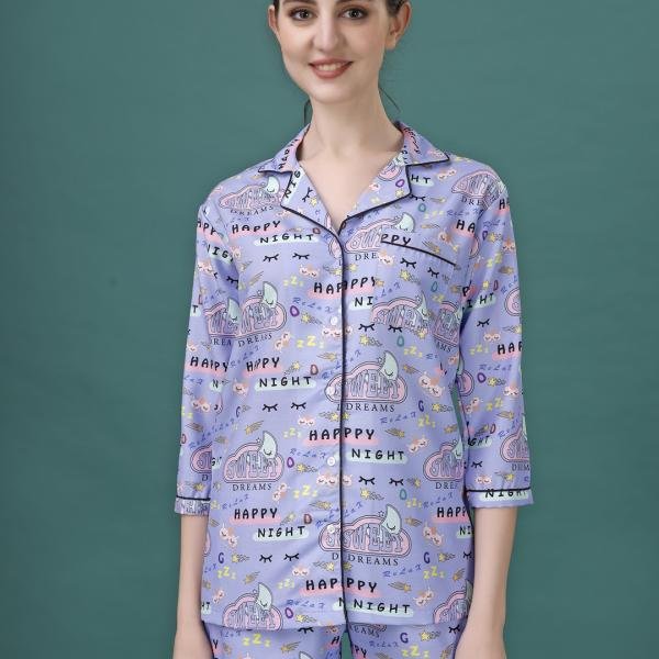 Sweet Dreams Graphic Print Cotton Pyjama Set for Ladies