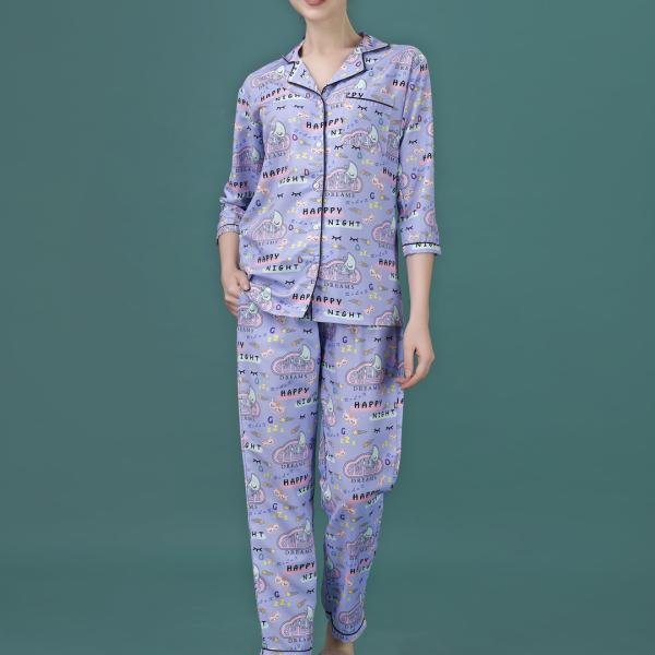 Sweet Dreams Graphic Print Cotton Pyjama Set for Ladies
