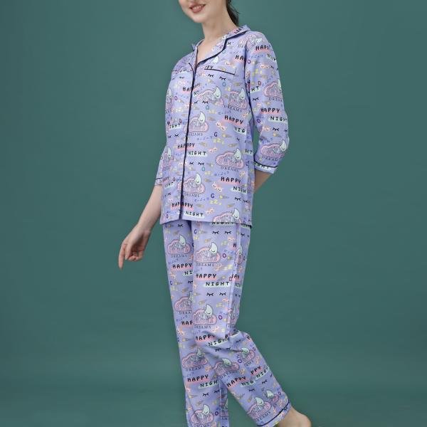 Sweet Dreams Graphic Print Cotton Pyjama Set for Ladies