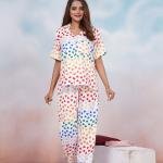 White Multicolor Red Polka Dot Pajamas